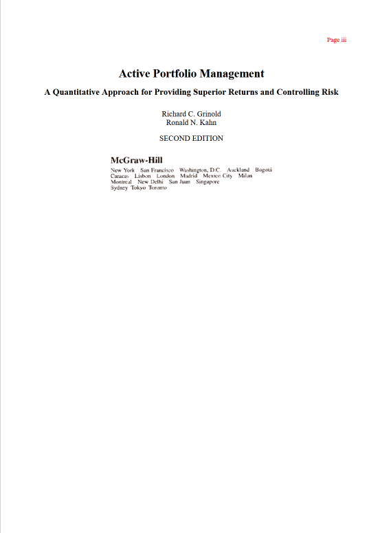 Active Portfolio Management